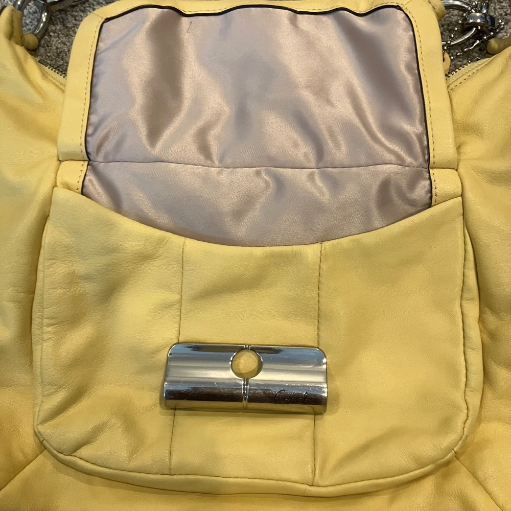 Coach Kristin Yellow Leather Hobo Shoulder Bag 16808 Silver Hardware Slouchy Y2K - Picture 6 of 14